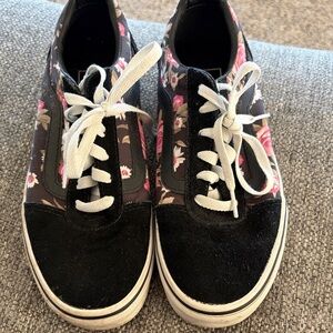 Vans Black Floral Athletic Shoes